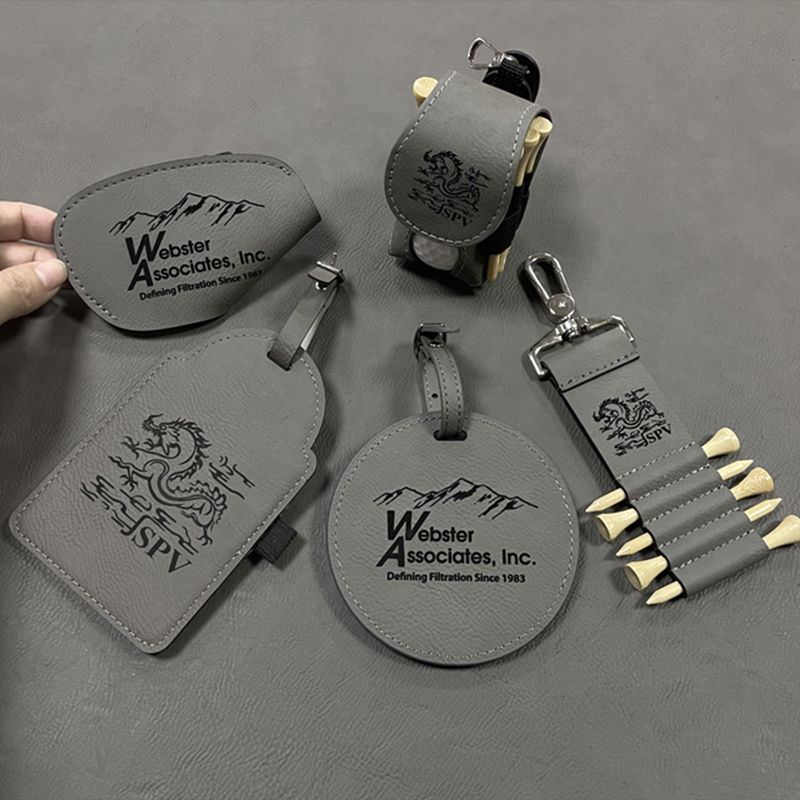 Laserbarer Kunstleder-Golftaschenanhänger Mit Tees Laserbarer Kunstleder-Golftaschenanhänger Mit Tees