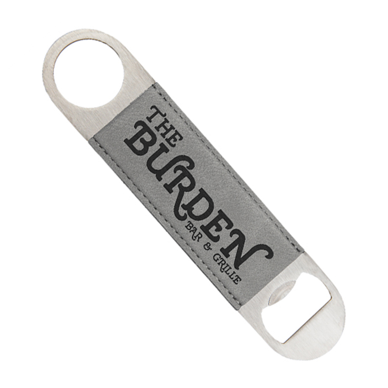 Laserbarer Flaschenöffner aus Kunstleder Laserbarer Flaschenöffner aus Kunstleder