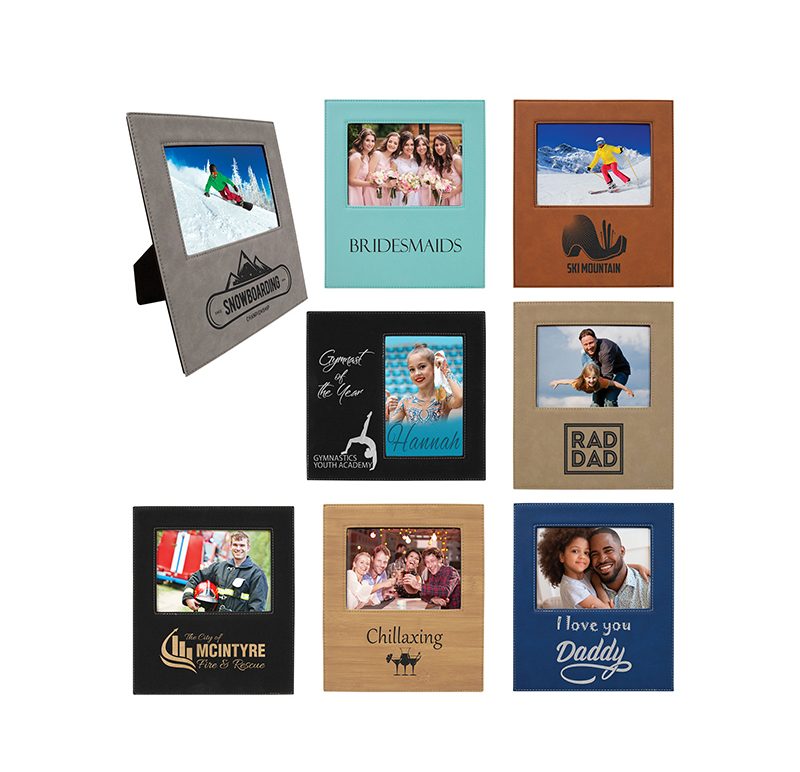 4' x 6' Kunstleder-Fotorahmen mit 4 1/4' x 7 7/8' Gravurbereich