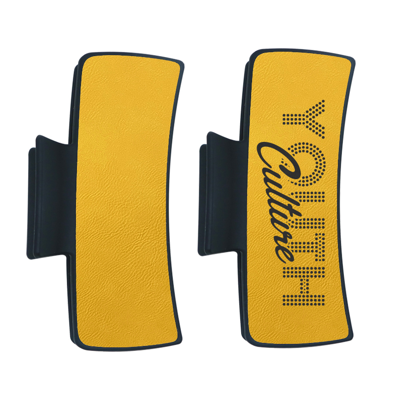 Laserbarer Haarclip aus Kunstleder Laserbarer Haarclip aus Kunstleder