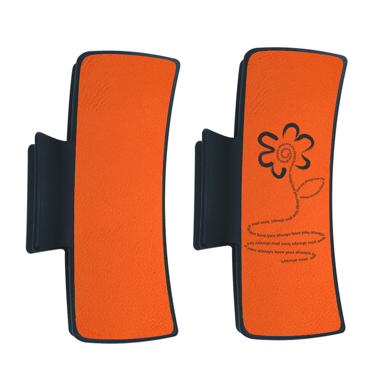 Laserbarer Haarclip aus Kunstleder Laserbarer Haarclip aus Kunstleder