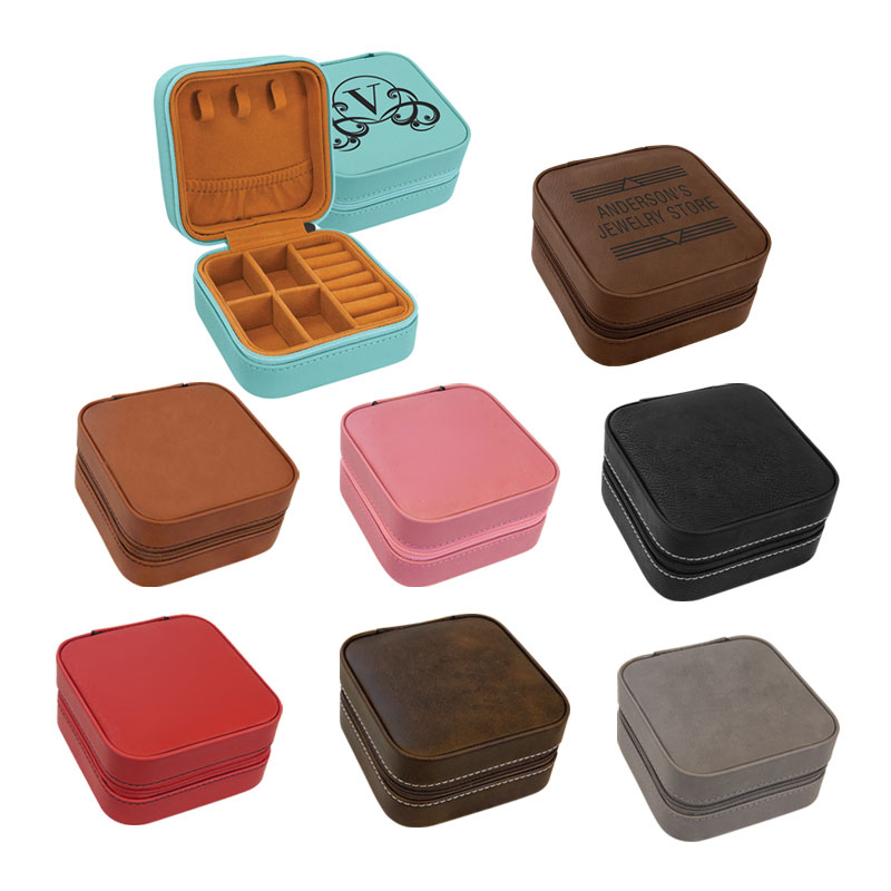 4×4 Laserbare Reiseschmuckbox aus Kunstleder mit hellbraunem Futter 4×4 Laserbare Reiseschmuckbox aus Kunstleder mit hellbraunem Futter
