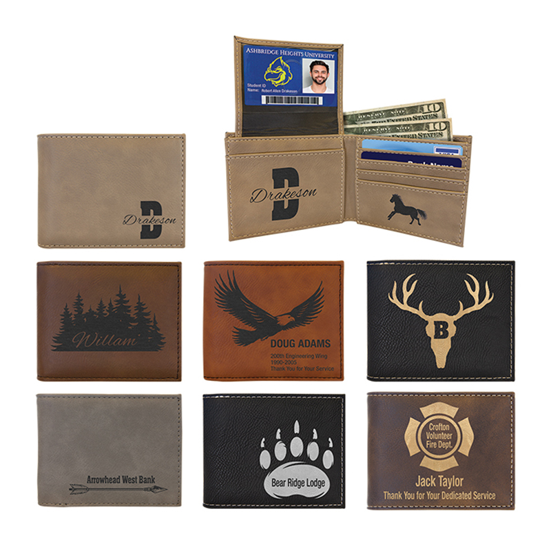 Laserbare zweifach gefaltete Geldbörse aus Kunstleder mit Flip-ID-Display