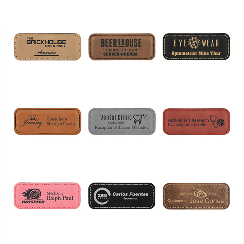 Kleine rechteckige Namensschilder aus Kunstleder