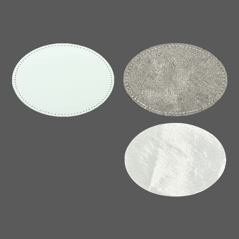 3 x 2 Zoll große ovale Sublimations-Kunstlederpflaster mit Klebstoff 3 x 2 Zoll große ovale Sublimations-Kunstlederpflaster mit Klebstoff