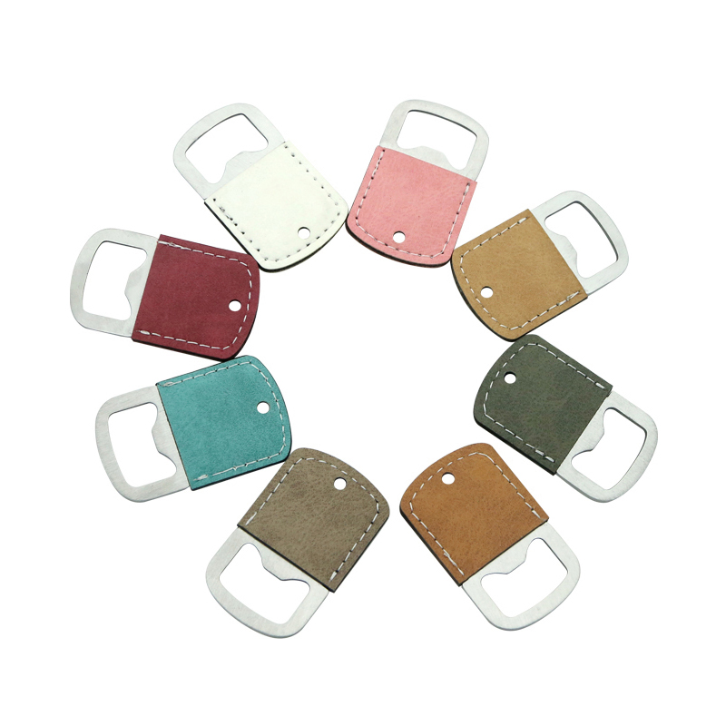 Sublimations-Leatherette-Flaschenöffner-Schlüsselanhänger aus Edelstahl